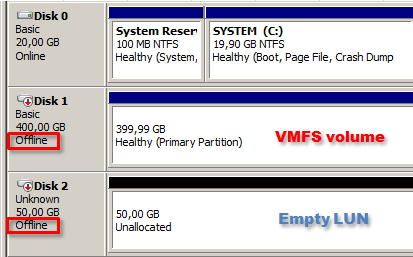 Как подключить том vmfs к windows